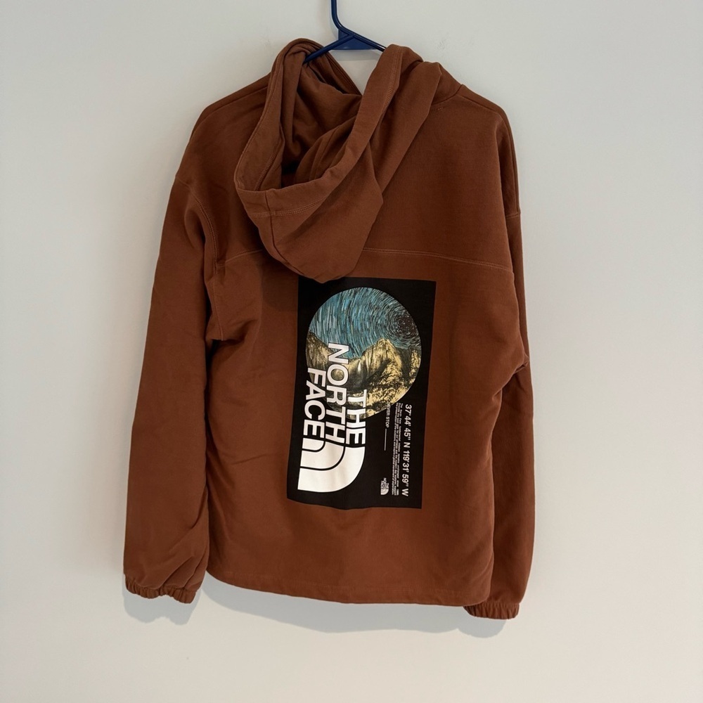 The North Face Brown Oversized Graphic Hoodie Size Small Like New